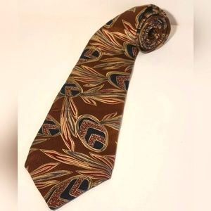 Oscar de la Renta Couture Collection Silk Tie Brown Floral